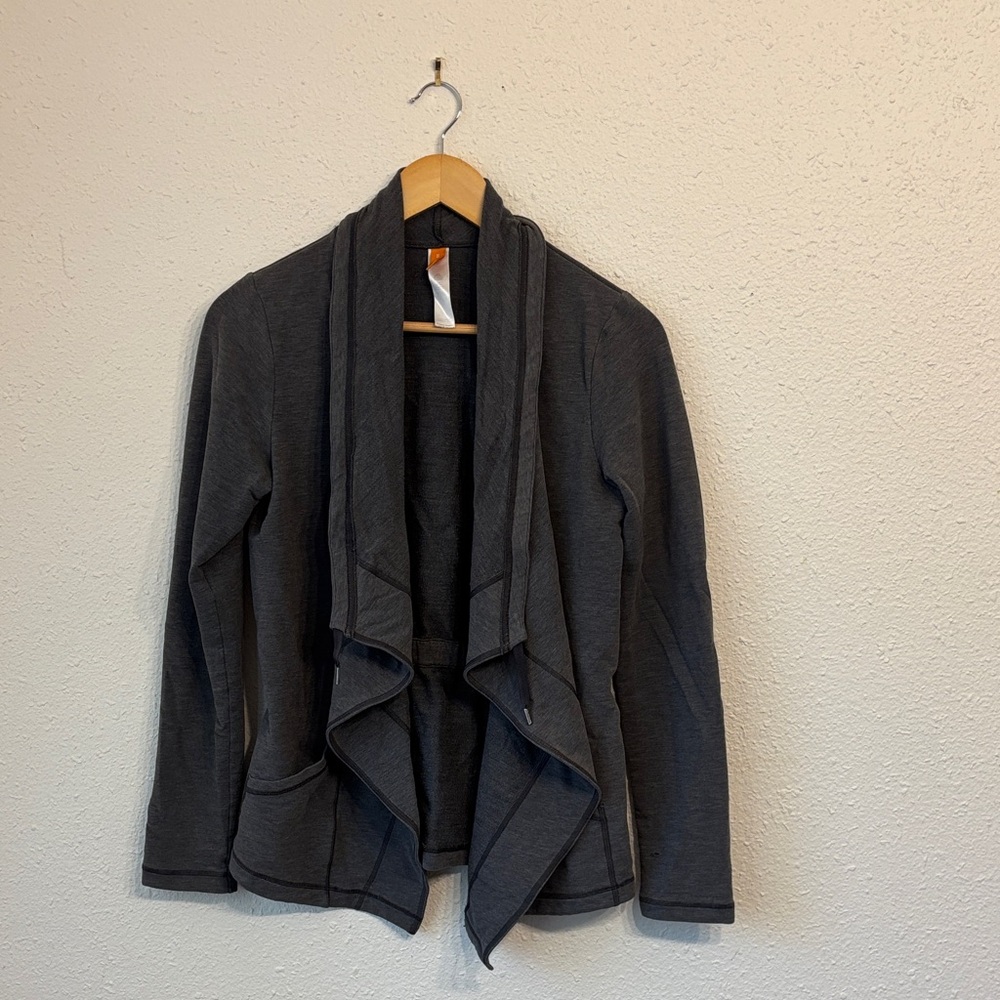 Lucy Charcoal Draped Cardigan
